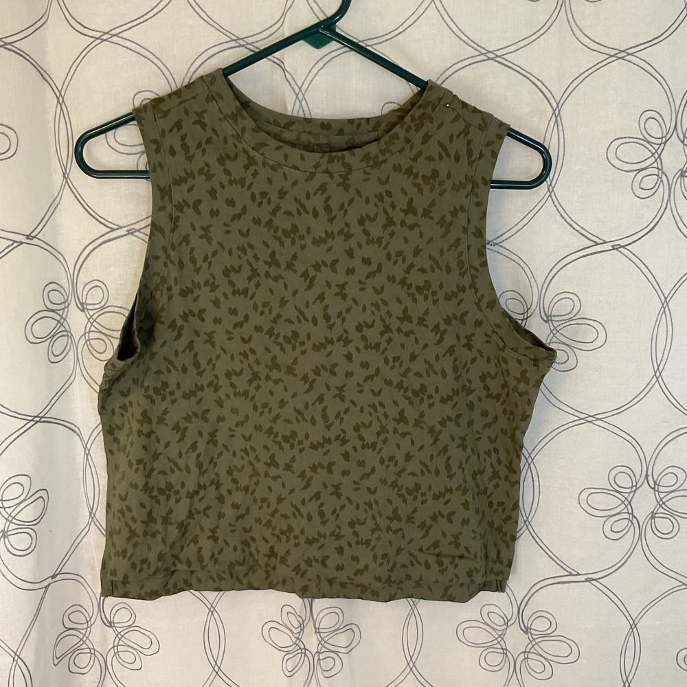 All‎ in Motion Cropped Active Tank Top Size XS Green Mesh Boxy Fit Lounge Gym